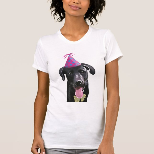 Camiseta Black Labrador com chapéu de festa (Frente)
