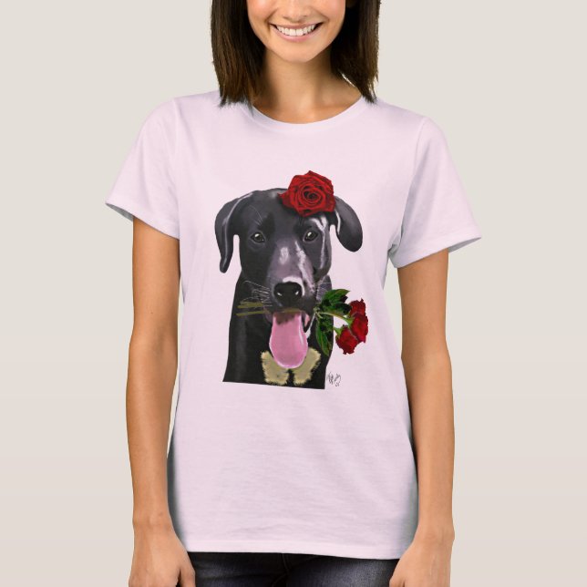 Camiseta Black Labrador com Rosas 2 (Frente)