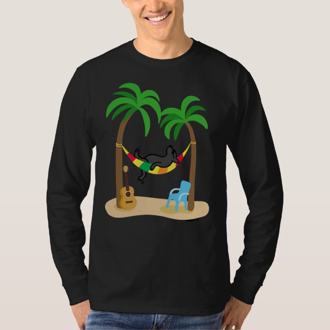 Camiseta Black Labrador Dormindo No Hammock (Frente)