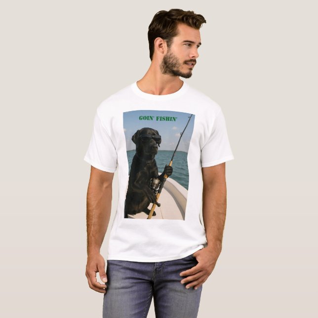 Camiseta Black Labrador "Goin' Fishin' " fun  (Frente Completa)