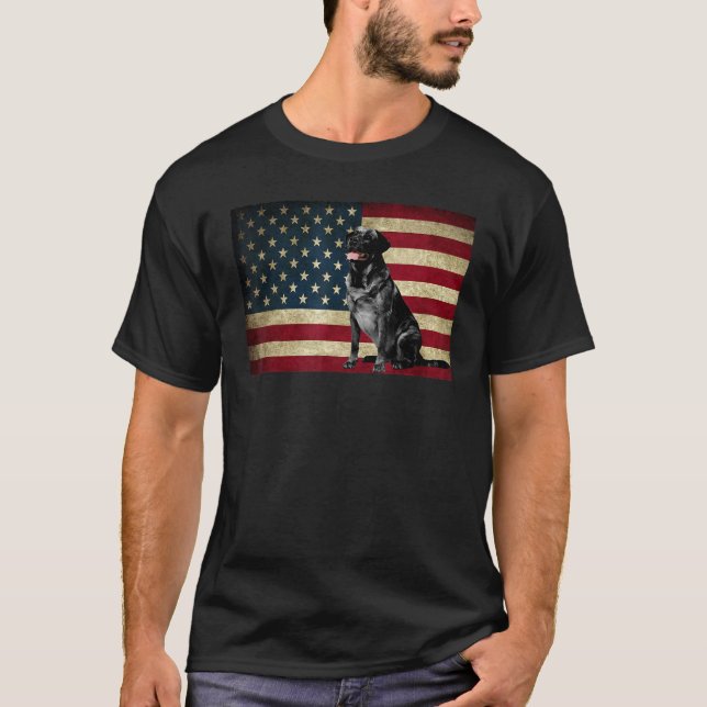 Camiseta Black Labrador recupera American Flag Labra Anima (Frente)