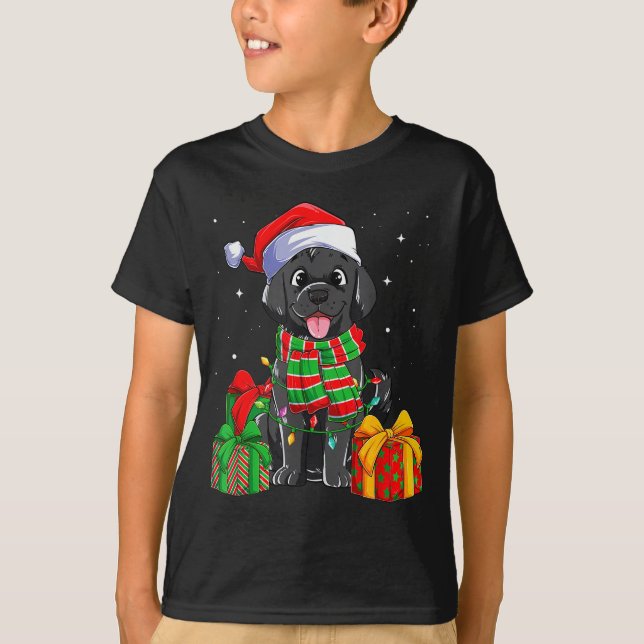 Camiseta Black Labrador Retriever Christmas Lights Xmas Lab (Frente)