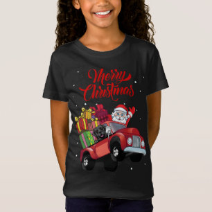 Camiseta Black Labrador Retriever Com Papai Noel Vermelho