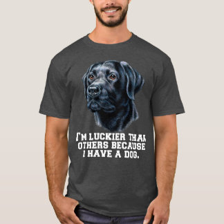 Camiseta Black Labrador Retriever Eu sou mais sortudo que o