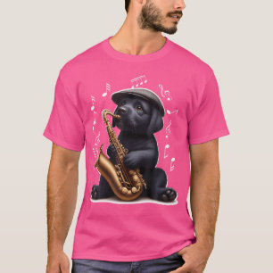 Camiseta Black Labrador Retriever Jogando Saxofone Jazz Sa