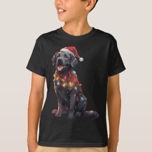 Camiseta Black Labrador Retriever Santa Hábito Luz de Natal