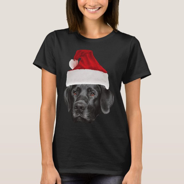 Camiseta Black Labrador Retriever Santa Hat (Frente)