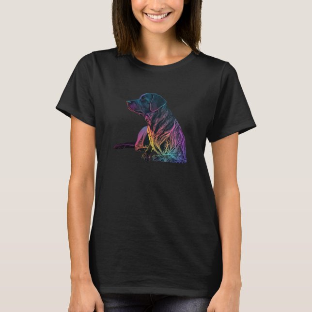 Camiseta Black Labrador Synthwave 80s Retrowave Aesthetic   (Frente)