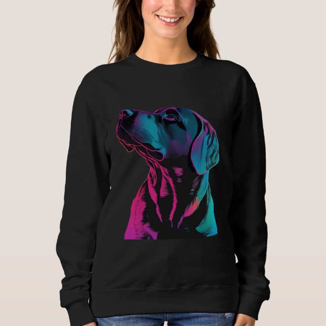 Camiseta Black Labrador Synthwave 80s Retrowave Aesthetic (Frente)