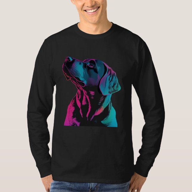 Camiseta Black Labrador Synthwave 80s Retrowave Aesthetic (Frente)