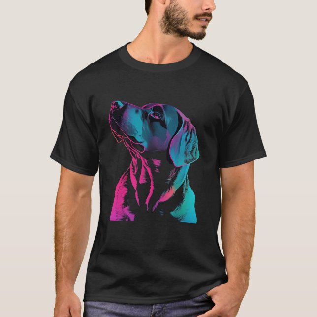 Camiseta Black Labrador Synthwave 80s Retrowave Aesthetic (Frente)