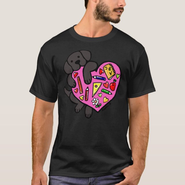 Camiseta Black Labrador Teacher S Heart (Frente)