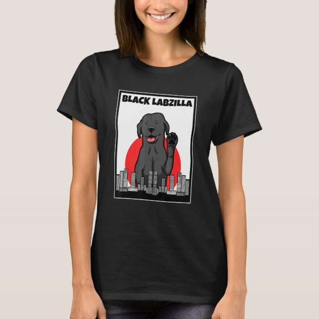 Camiseta Black Labzilla Lab Labrador Retriever Cães Na Moda (Frente)