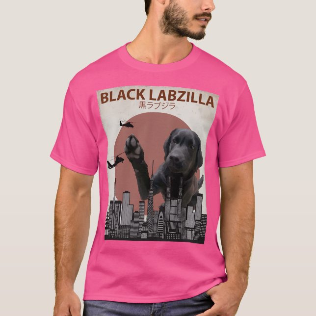 Camiseta Black Labzilla - Labrador Gigante - Cachorro do La (Frente)