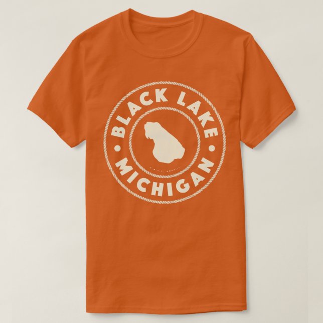 Camiseta Black Lake Michigan Circle Tan (Frente do Design)