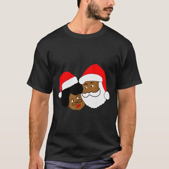 Camiseta Black Loving Santa Claus And Mrs. Claus Ethnic Chr (Frente)