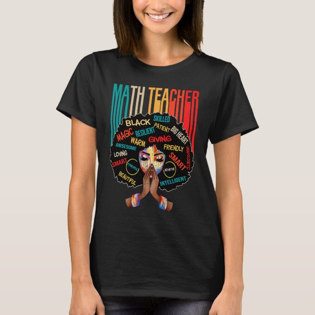 Camiseta Black Math Teacher Afro Love Melanin African Ameri (Frente)