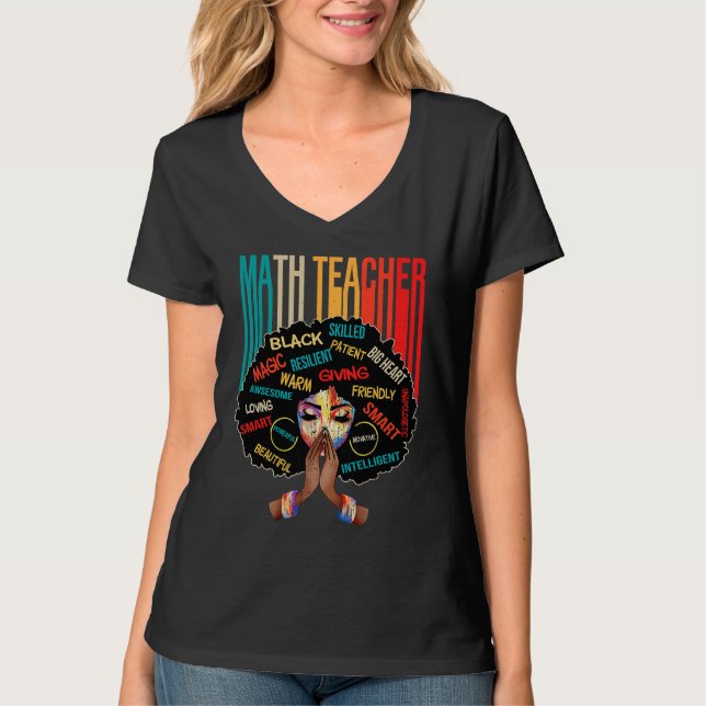 Camiseta Black Math Teacher Afro Love Melanin African Ameri (Frente)