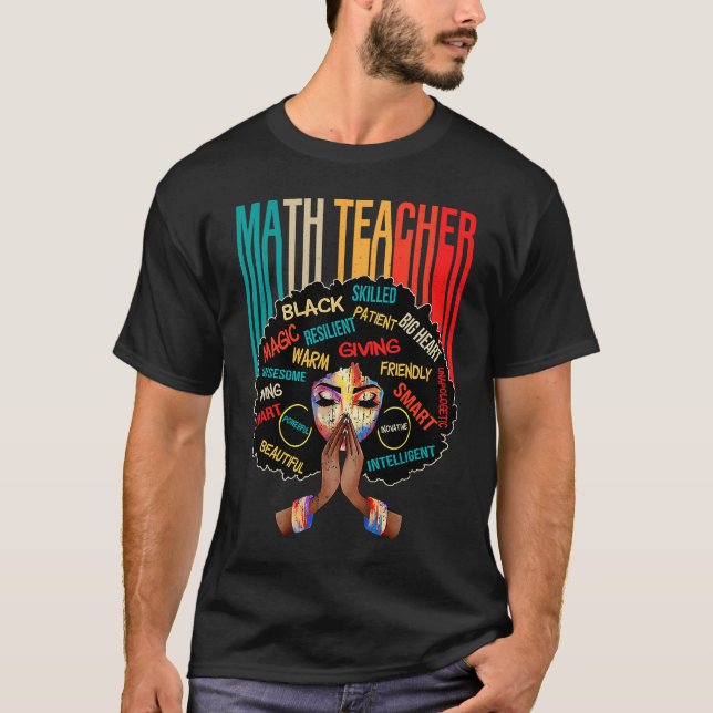 Camiseta Black Math Teacher Afro Love Melanin African Ameri (Frente)