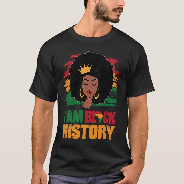 Camiseta Black Melanin Girl African American I Am Black His (Frente)