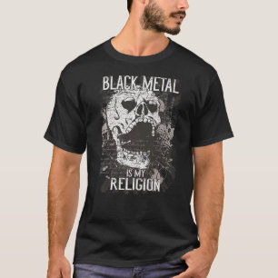 Camiseta Black Metal é Minha Religião I Caveira Retro Rock