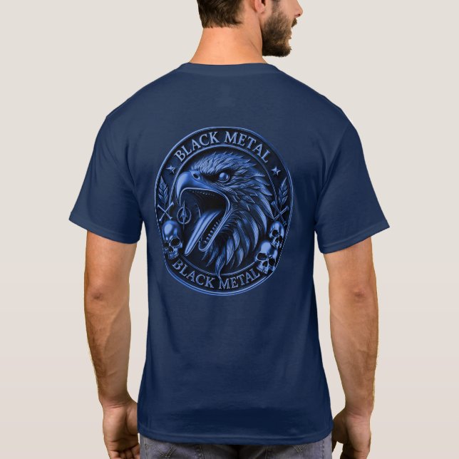 Camiseta Black-Metal Medaille - 3 Totenschädel mit Adler (Verso)