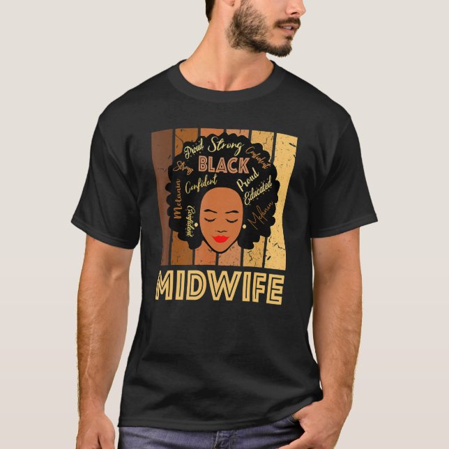 Camiseta Black Midwife Strong Afro African American Women_3 (Frente)