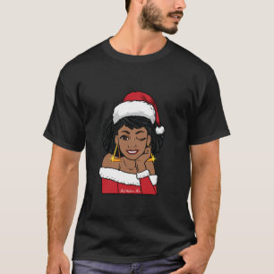 Camiseta Black Mrs Claus W Afro Winking African American Ch