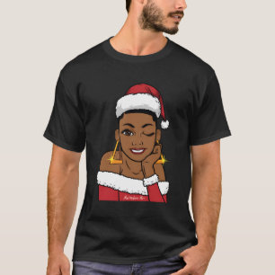 Camiseta Black Mrs Claus Winking African American