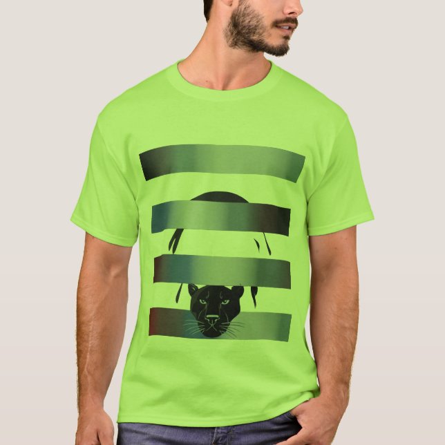 Camiseta Black Panther Peeking Through Stripes – Minimalist (Frente)