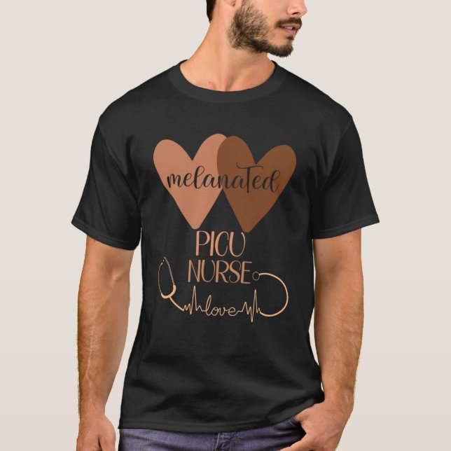 Camiseta Black Pediatric Intensive Care Unit Nurse Apprecia (Frente)