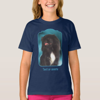 Camiseta Black Pekingese Blue Swirls Dog Art
