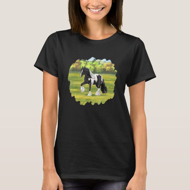 Camiseta Black Pinto Piebald Gypsy Vanner Irish Cob Draft H (Frente)
