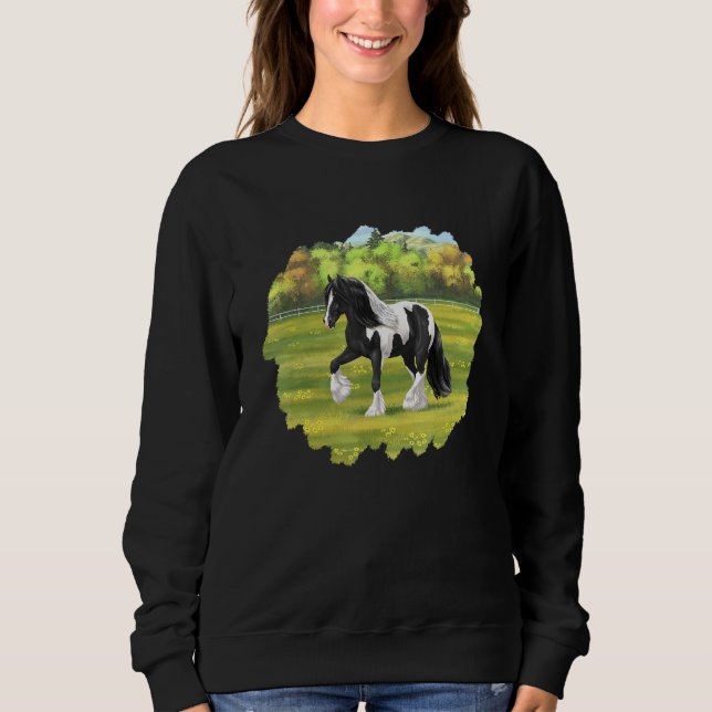 Camiseta Black Pinto Piebald Gypsy Vanner Irish Cob Draft H (Frente)