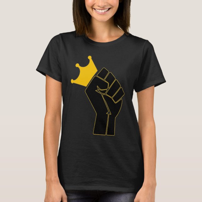 Camiseta Black Power Fist with a Crown Black History Celebr (Frente)