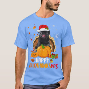 Camiseta Black Pug Dog Halloween Natal Xmas Happy Hallo