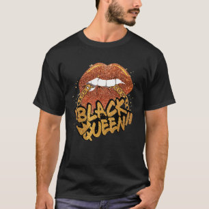 Camiseta Black Queen African Colors Biting Lábios Black His