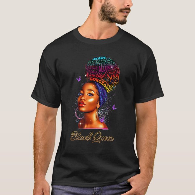 Camiseta Black Queen Black Woman Afro Natural Hair African  (Frente)
