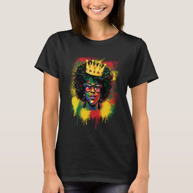 Camiseta Black Queen Dripping BHM Pride Afro American Woman (Frente)