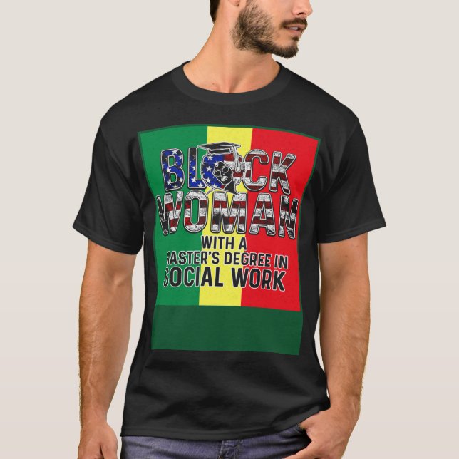 Camiseta Black Queen MSW Social Work Flag Masters Graduatio (Frente)