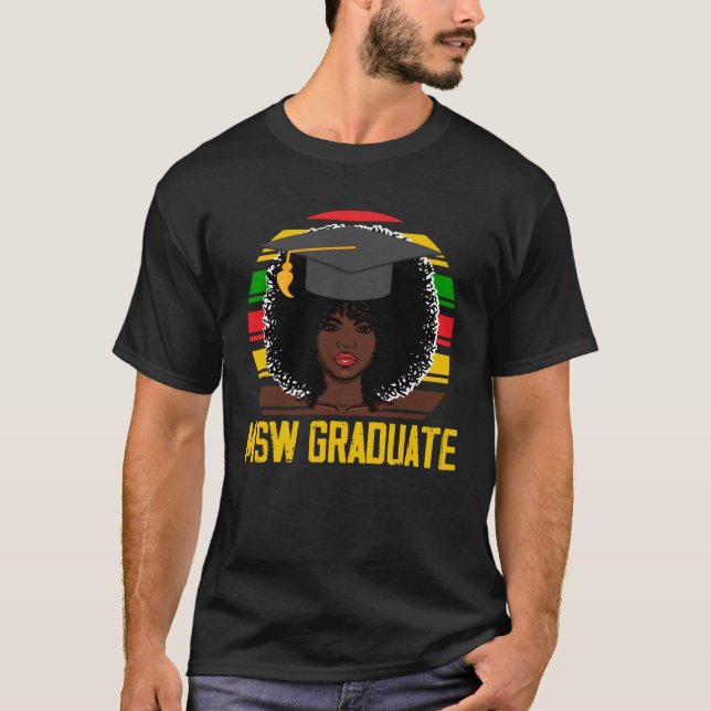 Camiseta Black Queen MSW Social Work Retro Afro Masters Gra (Frente)