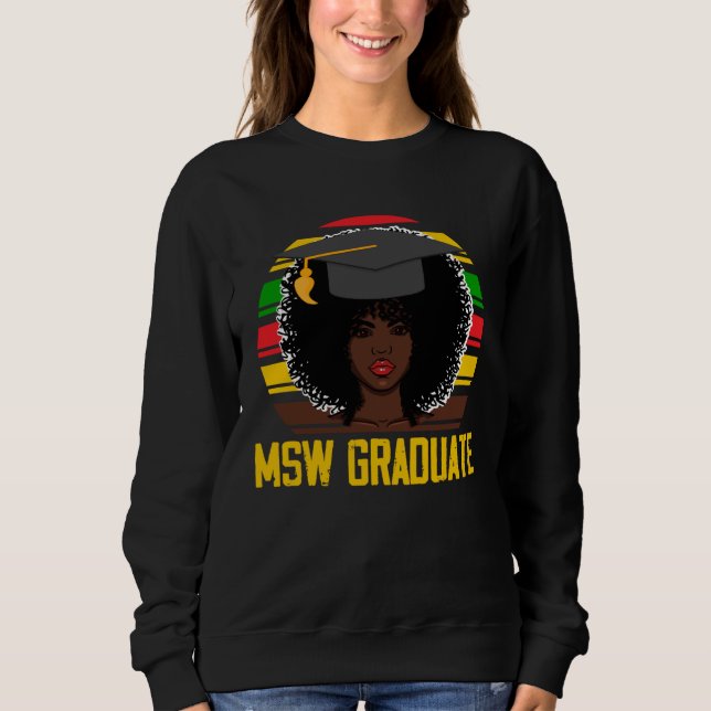 Camiseta Black Queen MSW Social Work Retro Afro Masters Gra (Frente)