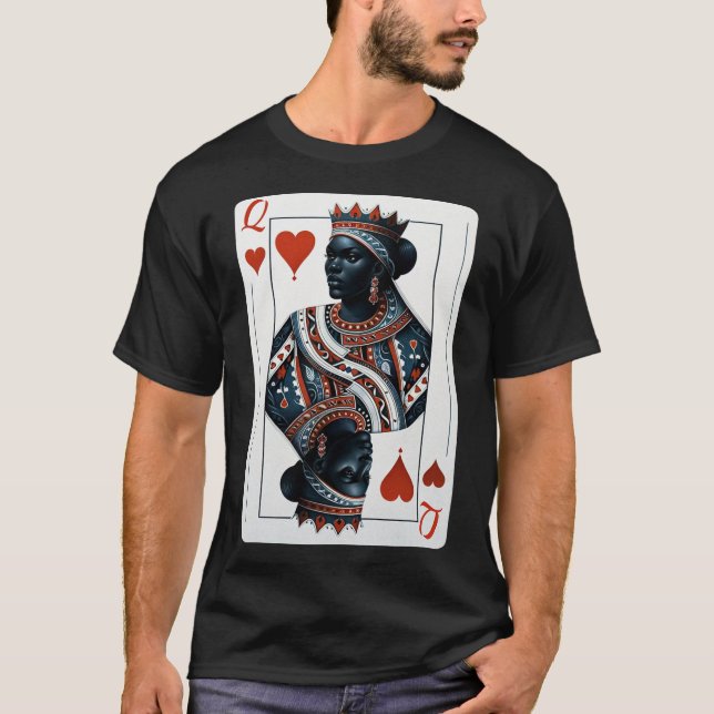 Camiseta Black Queen Of Hearts Card Deck Game - Ortod Black (Frente)