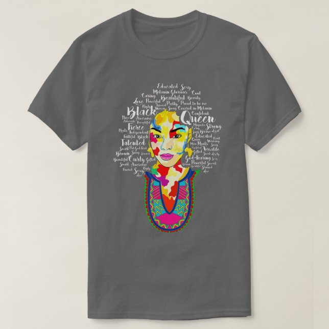 Camiseta Black Queen Shirt Black History Month African Amer (Frente do Design)