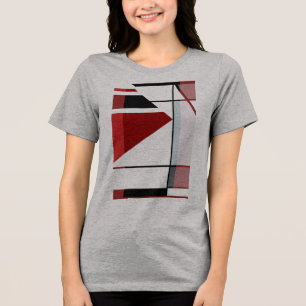 Camiseta Black Red Burgundy MCM Look Geométrico Abstrato