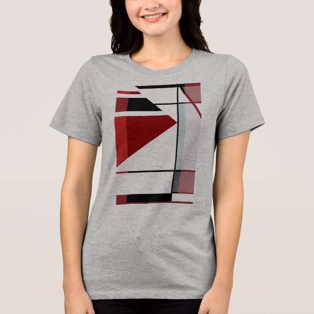 Camiseta Black Red Burgundy MCM Look Geométrico Abstrato (Frente)