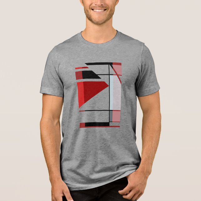 Camiseta Black Red Burgundy MCM Olhe para um Design geométr (Frente)