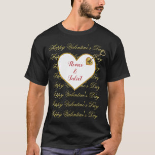 Camiseta Black Red Dourado Heart Modern Dias de os namorado