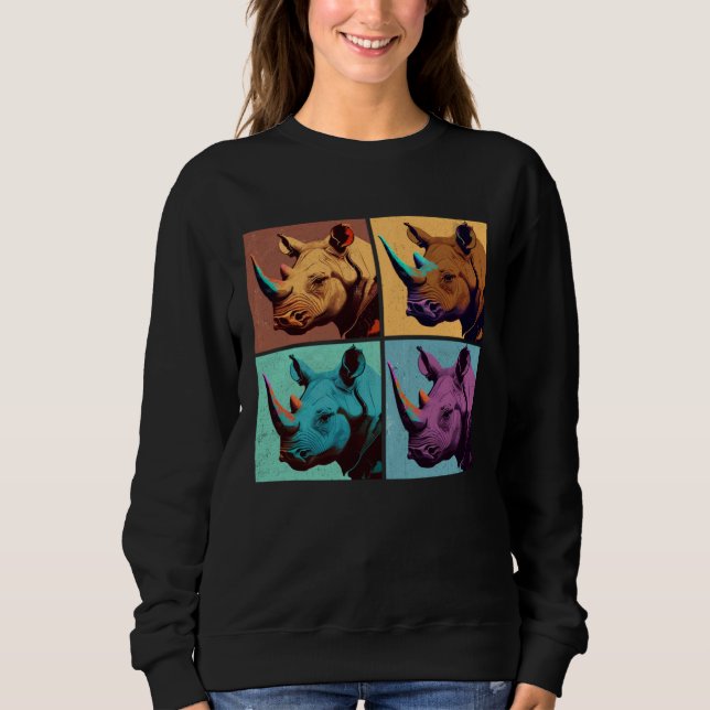 Camiseta Black Rhinoceros Pop Illustration Colorful Animal (Frente)