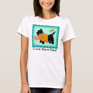Camiseta Black Scottie Terrier Dog Turquoise Love Paws